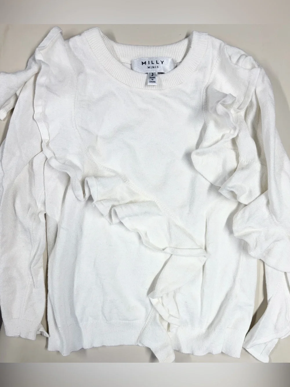 Milly Minis White Ruffle Knit Top